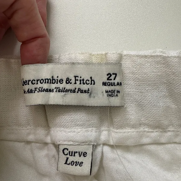 Abercrombie & Fitch Sloane Tailored Pant 27 Cream Linen Blend Quiet Luxury - Image 12