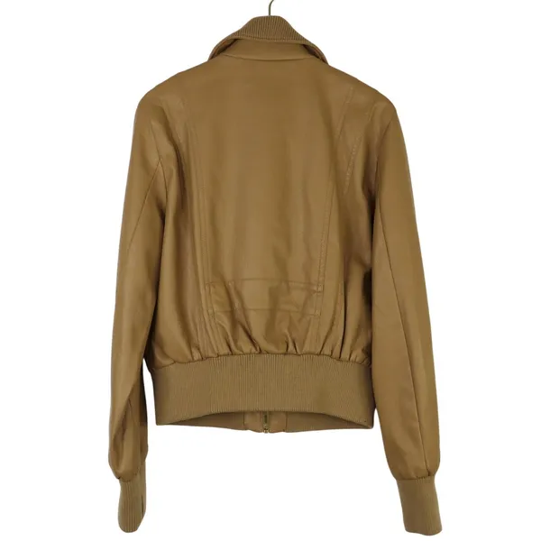 Y2k Vintage Yoki Tan Faux Leather Moto Jacket Large - Image 2