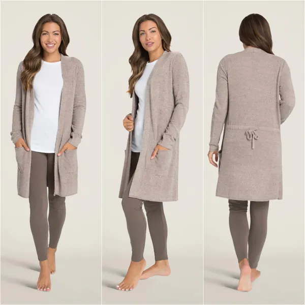 Barefoot Dreams Cardigan CozyChic Lite® Santa Monica Cardi Long Open Front M - Image 2