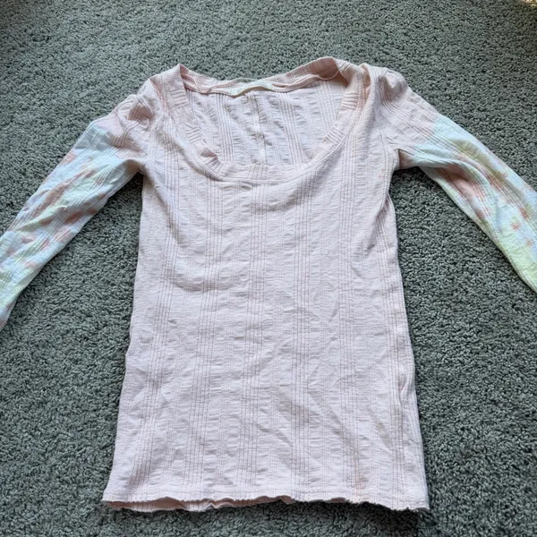 Free People We The Free Big Sur Misty Mountain Pink Tie Dye Long Sleeve Small - Image 5
