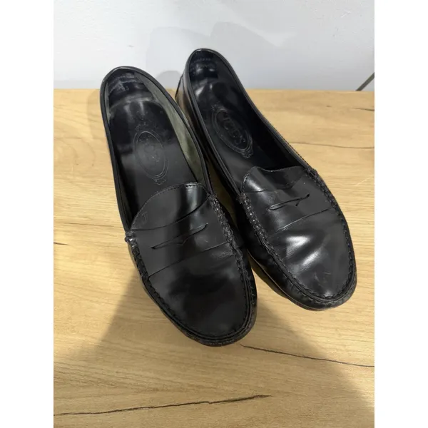 TOD'S Loafers Black Driving Moccasin Leather Women's Size 38 US 7.5 D - Image 2