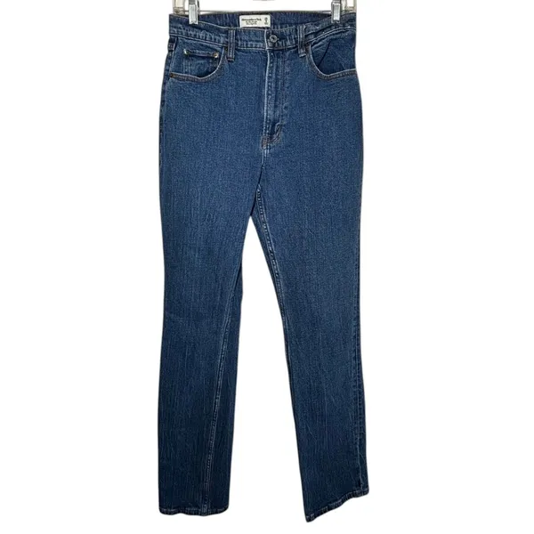 Abercrombie & Fitch Women High Rise 90s Straight Jeans dark wash 28-6 30" inseam - Image 6