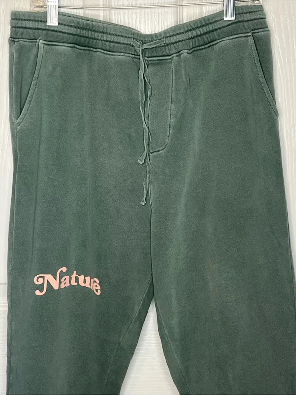 Peanut Butter Jelly Sage Green Nature Lovers Graphic Sweatpants Sz L Joggers - Image 2
