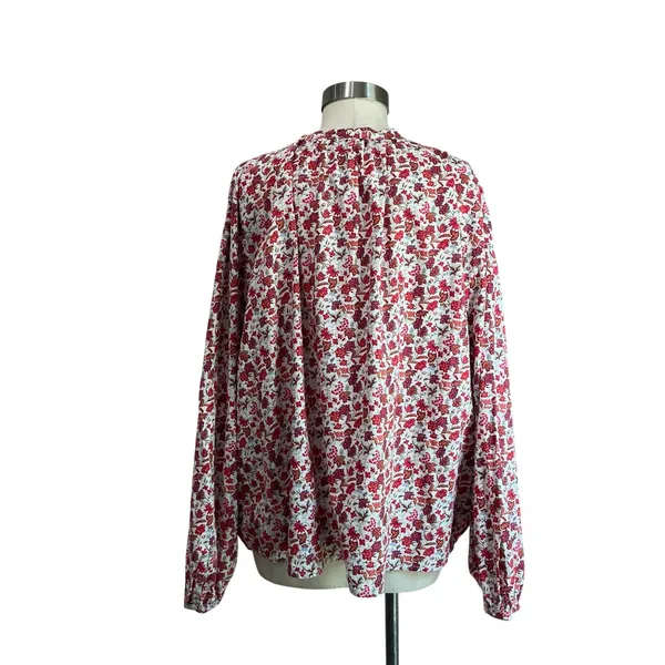 Universal Threads Red Ditzy Boho Peasant‎ Floral Blouse Sz Large - Image 3