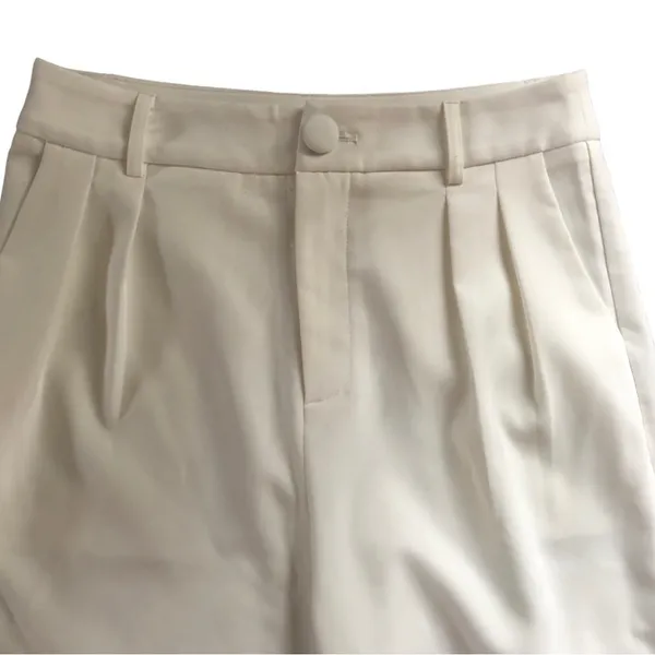 4th & Reckless High Waisted Trouser Pant Sz. 8 Ivory Pleated Pocked Wide Leg - Image 2