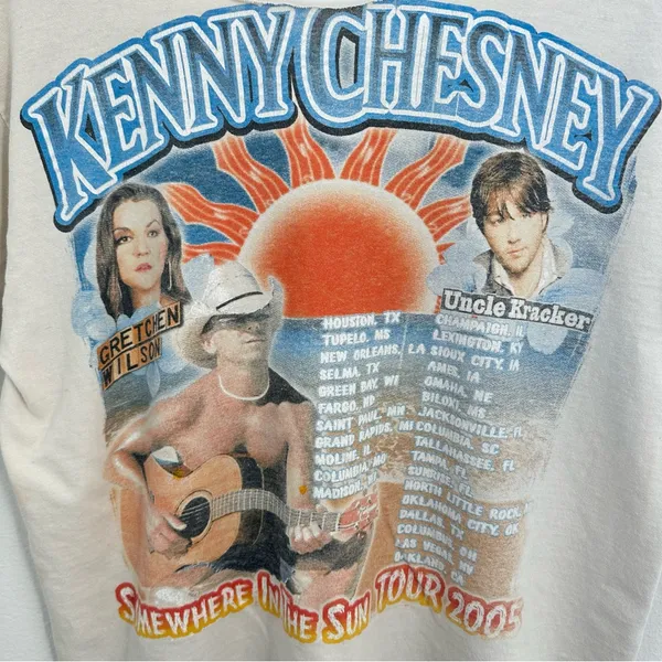 Vintage Kenny Chesney Off the Shoulder T-shirt - Image 4