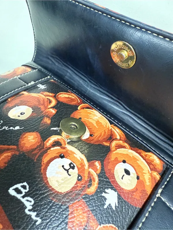 used Black Teddy Bear Print Backpack - Image 5