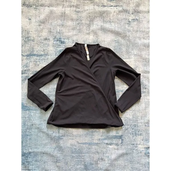 Lululemon Black Full Freedom Long Sleeve Wrap Top Size 8 - Image 8