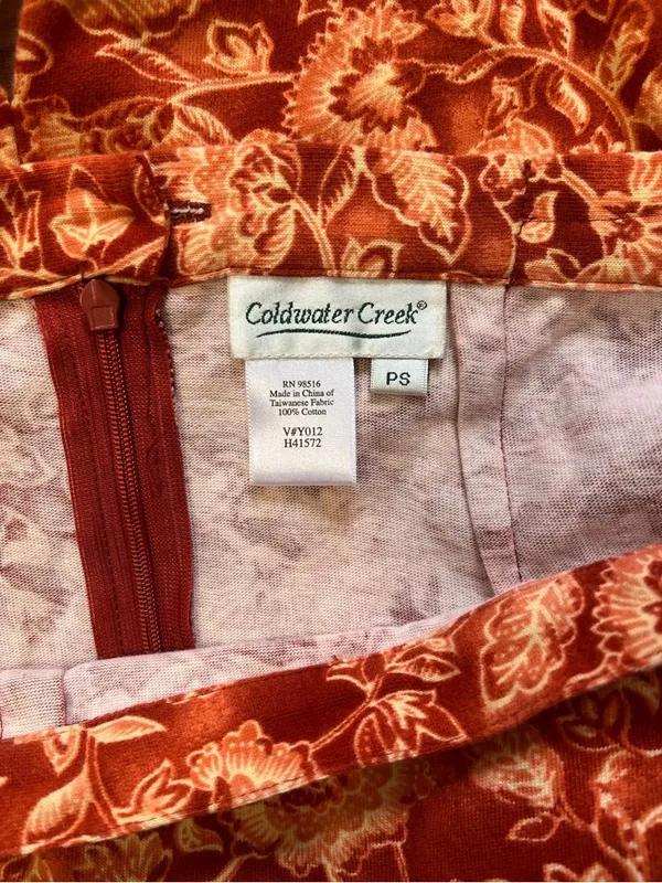 Coldwater Creek Orange Floral Midi Skirt - Image 3