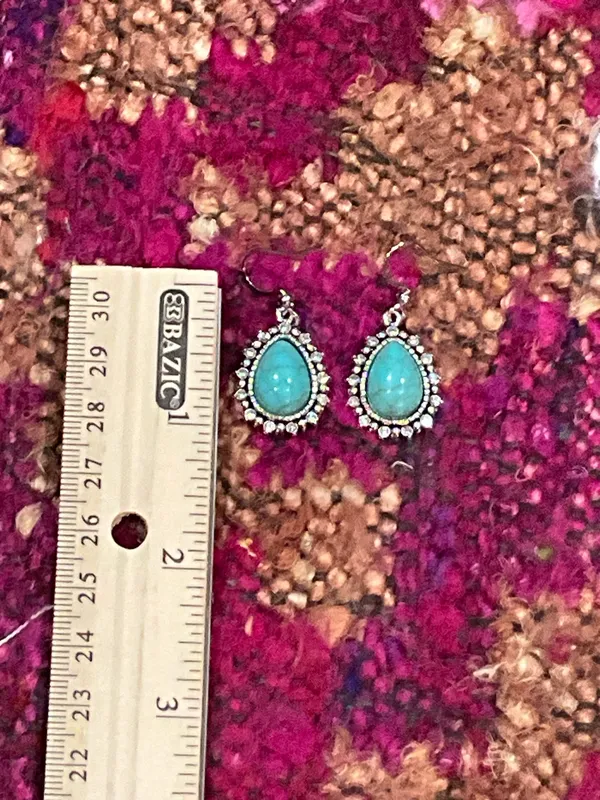 Turquoise stone dangle earrings with silver accents Blue - Image 6