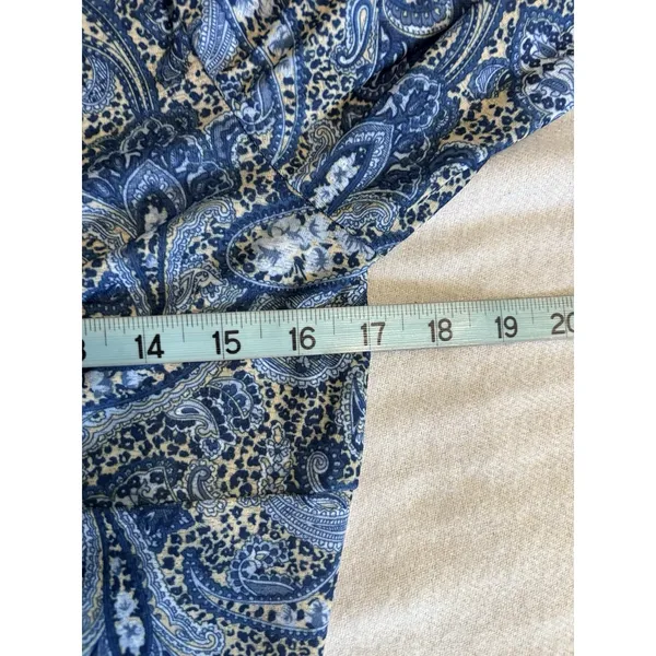 MYO Blue Paisley‎ Top Butterfly Sleeves Size Medium V Neck Ruffle Hem Boho - Image 6