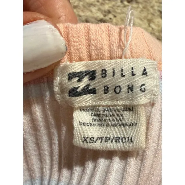 Billabong Women's Striped Ribbed Tank Top Peach Multi - Image 7