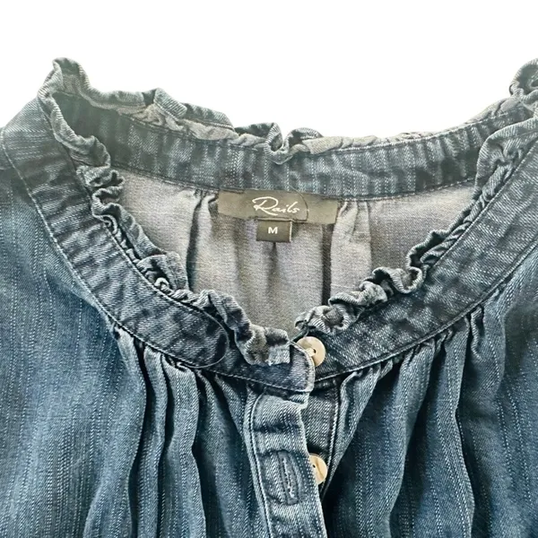 RAILS Shawna Denim Day Dress Dark Vintage Blue Size Medium Cotton Loose Fit - Image 3