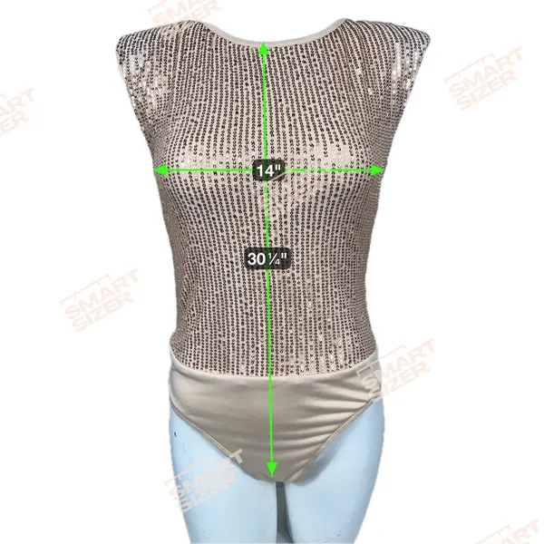 SHEIN Rose‎ Gold Sequin Sleeveless Bodysuit Sparkly Glam Party Holiday Metallic - Image 6