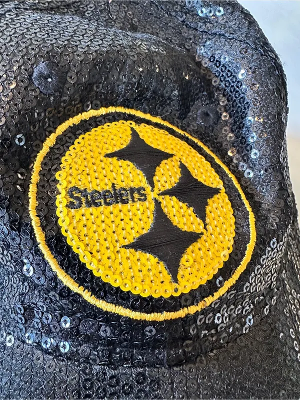 PINK Victoria's Secret Pittsburgh Steelers Black Sequin Baseball Hat - Image 9