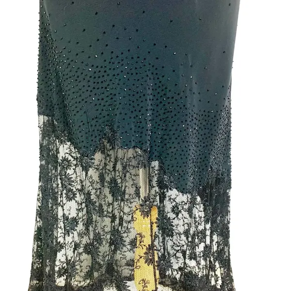 Jovani Sheer Illusion Lace Evening Gown Black Beaded Maxi 8 Formal Prom Black Tie - Image 5