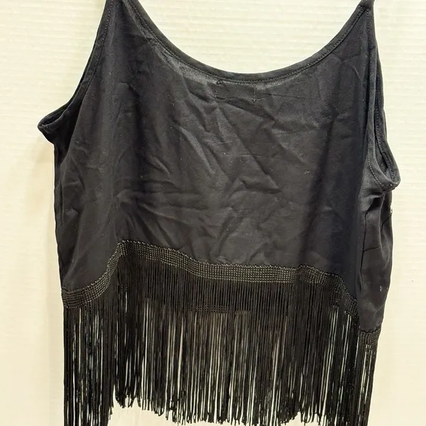 Earthbound Trading Co. Boho-Style Embroidered Fringe Tank Top Large Cropped - Image 4