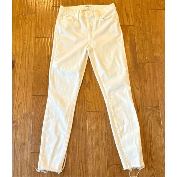 Paige Hoxton ankle white raw hem mid rise skinny jeans 27 - Image 12