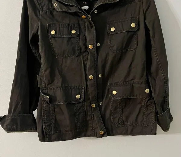 JCrew Resin-coated Black twill field jacket- Size Small - Image 6