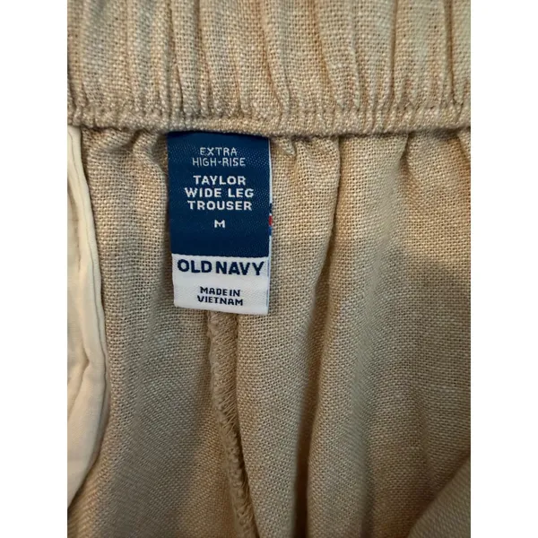Old Navy Taylor Wide Leg Trouser Extra High Rise Linen Blend Pants Womens‎ M - Image 3