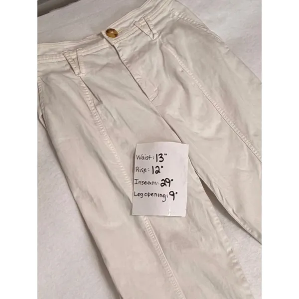 Anthropologie Cream Wide Leg Pants Womens US 0 High Rise Cotton Stretch Trouser - Image 7
