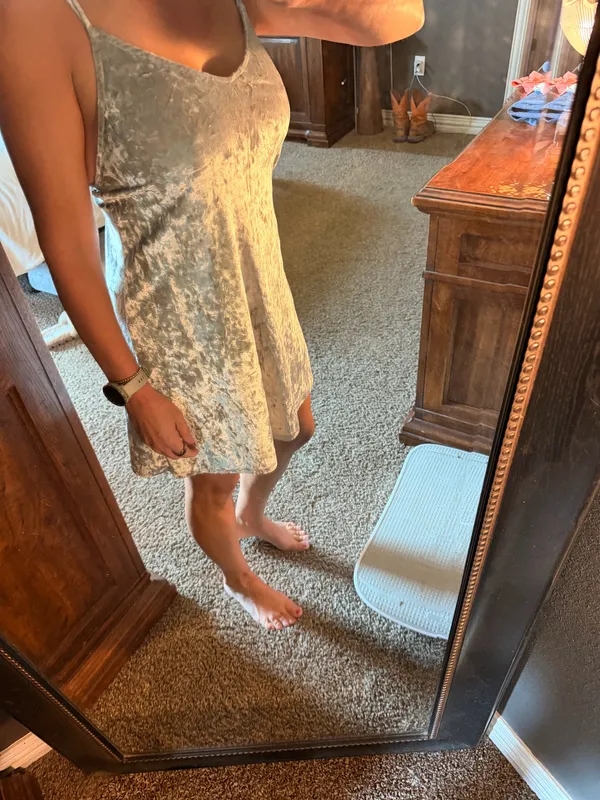 Lulus Silver Crushed Velvet Mini Dress Size M Strappy Open Back Party Dress - Image 2