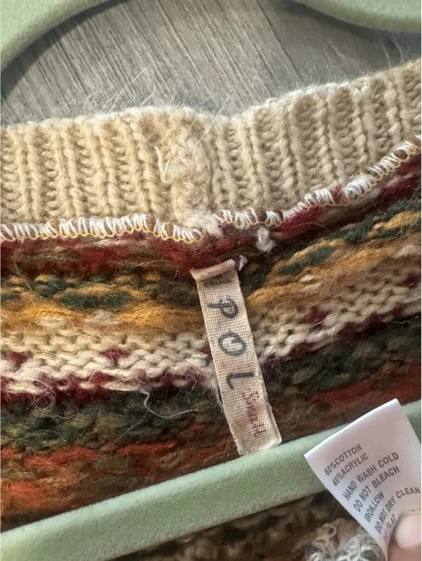 Pol Multicolor Cotton Blend Striped Cardigan Sweater with Pockets Size S - Image 3