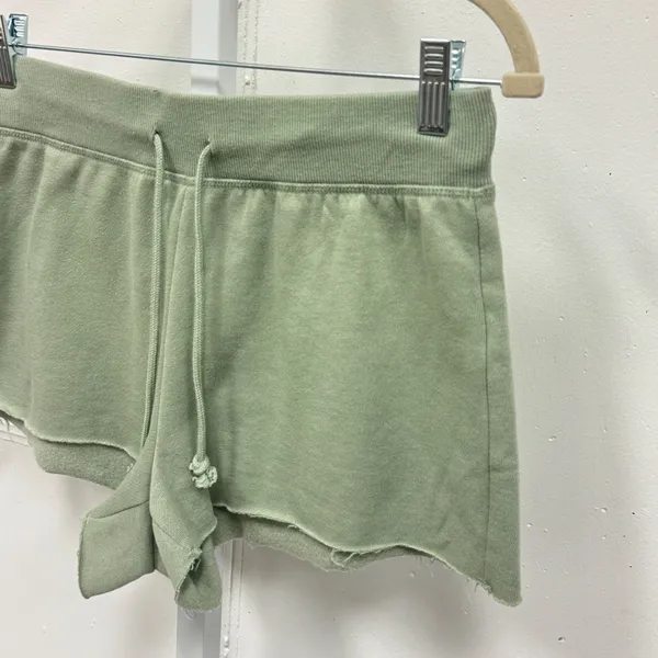 PacSun Women's Sage Green‎ Fleece Raw Hem Sweat Shorts Size S Small Loungewear - Image 3