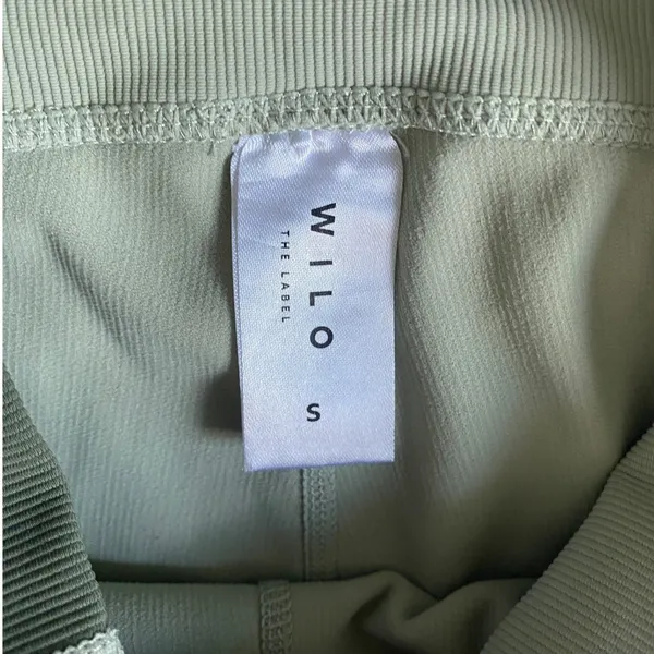 Wilo The Label Womens Ribbed High Waisted Leggings Sage Green‎ Two Tone Size S - Image 3