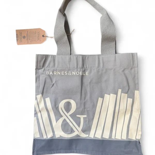 Source Unknown Barnes & Noble Organic Cotton Tote Bag NWT Book Tote Re-Use Fair Trade Gray - Image 2