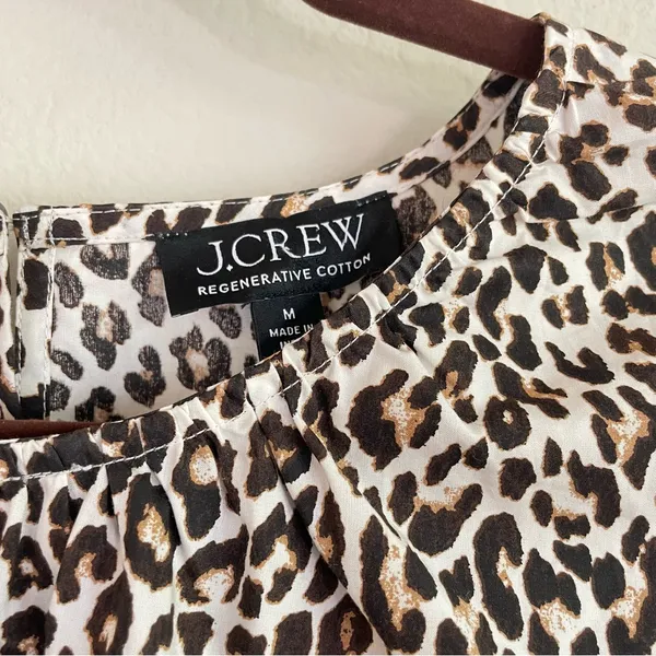 J. Crew Leopard Print Cotton‎ Poplin Hyacinth Top Size Medium - Image 3