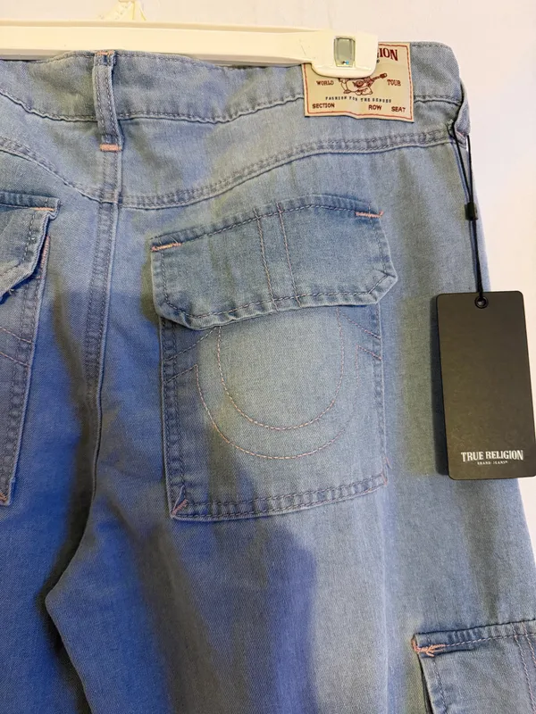 True Religion Bobbi Baggy Cargo Denim Jeans Size 29 - Image 3