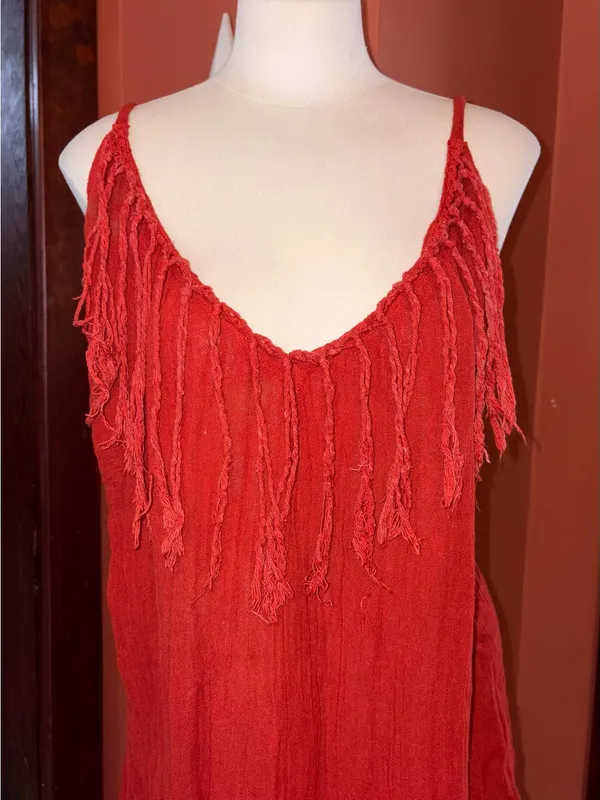 Jen's Pirate Booty Red Fringe Maxi Dress - Image 2