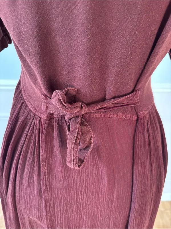 Select Vintage 90s Brown Embroidered Button-Front Midi Dress Sz Medium Phoebe - Image 8