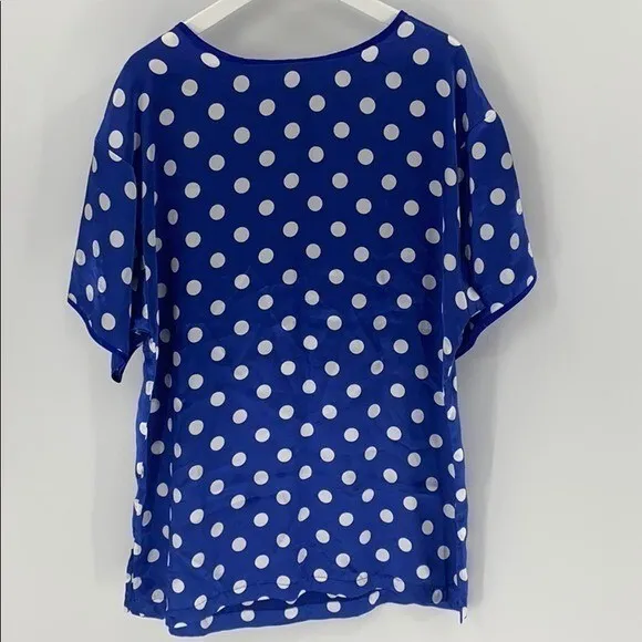 Victoria's Secret Polka Dot Sleep Shirt Womens Size S Blue Vintage Y2K Satin Top - Image 5