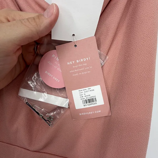 Birdy‎ Grey Ash Maxi Dress Dusty Rose Pink Cowl Neck Bridesmaid Gown XL NWT - Image 4