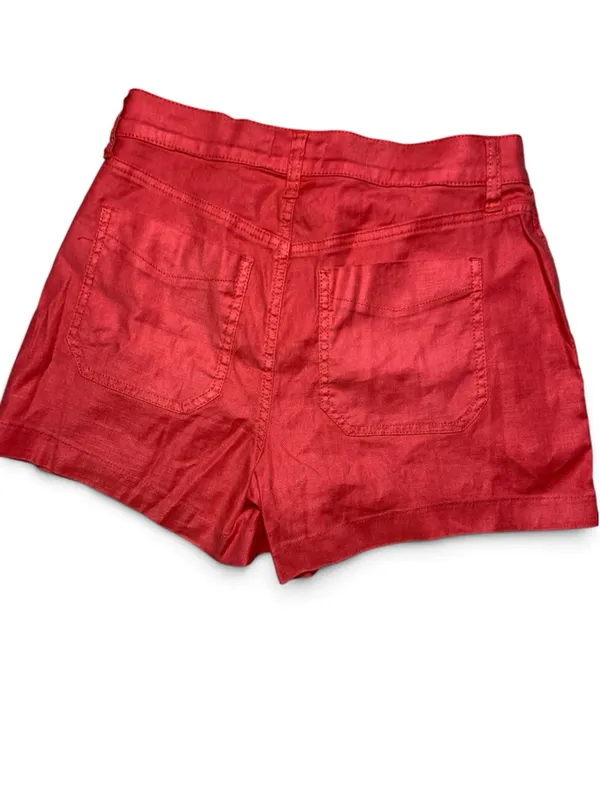 EVEREVE Womens Shorts 27 Coral Red Linen Blend High Rise Utility Pockets - Image 3