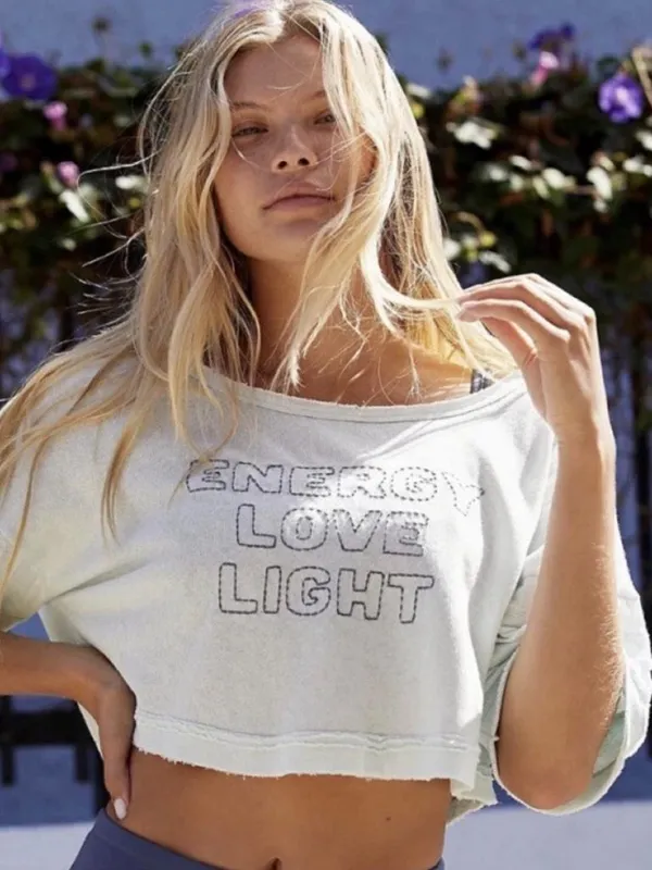 Free People Women's Green and Blue Crop-top - Image 2