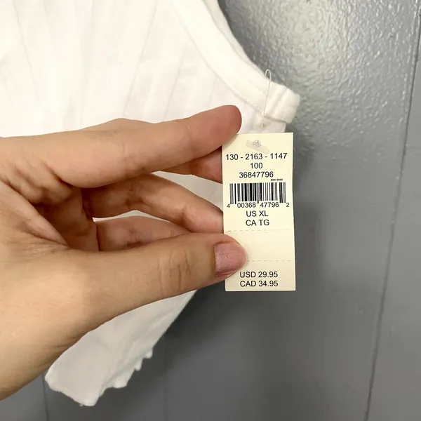 NEW Aerie Offline White Ribbed OG Groove Lettuce Hem Crop Top XL - Image 2