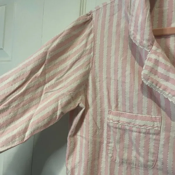 Victoria’s Secret Pink Glittery Stripe Long Sleeve‎ Sleep Top Pink Label - Image 2