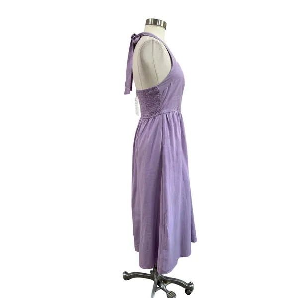 ZESICA Blue Halter‎ Midi Dress Pockets Smocked Back Cottagecore Size Medium - Image 3