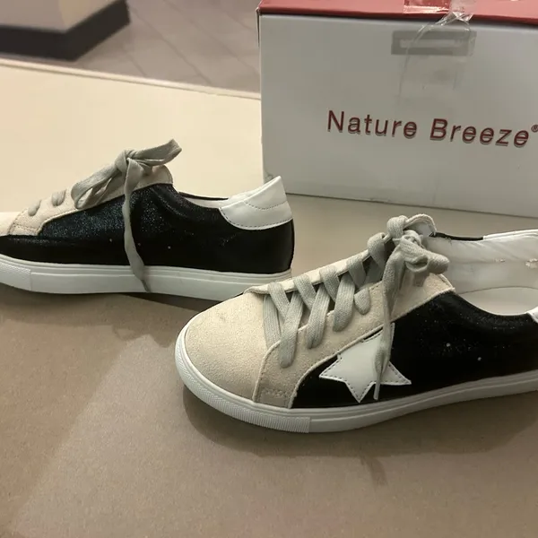Nature Breeze Cream and Black Lace-Up Sneakers 8. Light peeling - Image 2