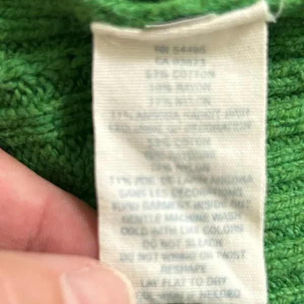Vintage American Eagle Kelly Green Cable Knit V-Neck Sweater Large Y2K - Image 10