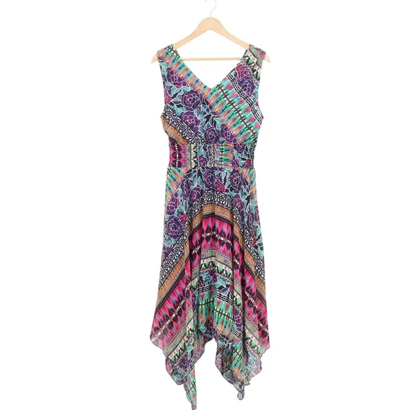 Rabbit Rabbit Rabbit Designs Purple Mixed Print Smocked Handkerchief Dress 12 - Image 4