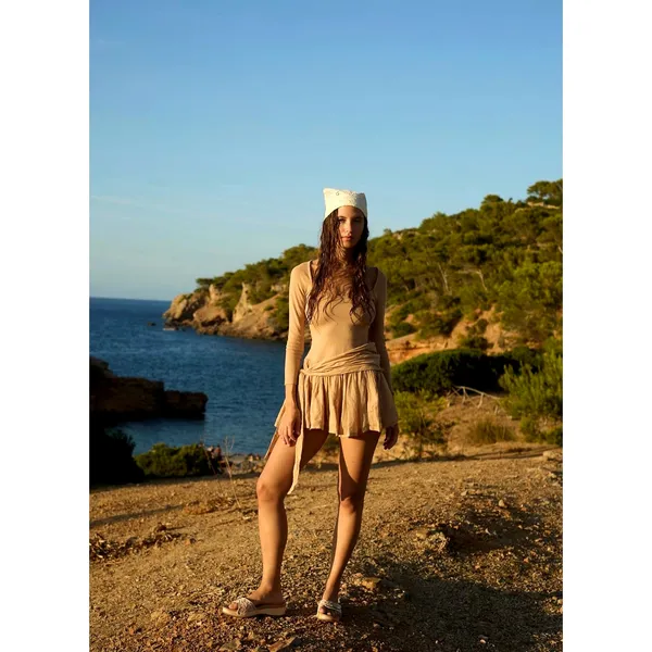 Free People Lexi Drop Waist Mini Dress Croissant M - Image 2