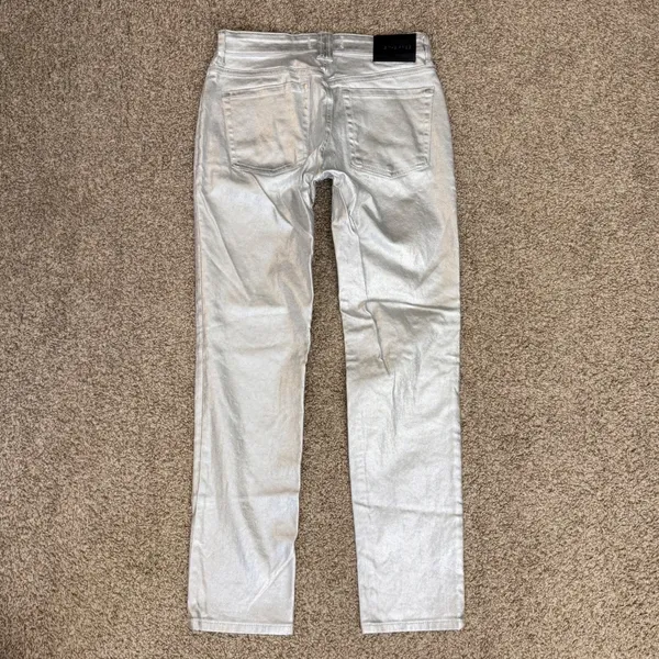 We The Free Oracle Metallic Low-Rise Slim Straight Jeans Women 27 Silver - Image 8