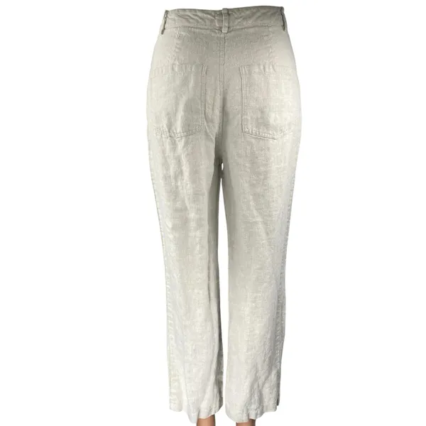 Reformation Women's Gray Linen High Waisted Straight Trousers Pants Size 2 - Image 3