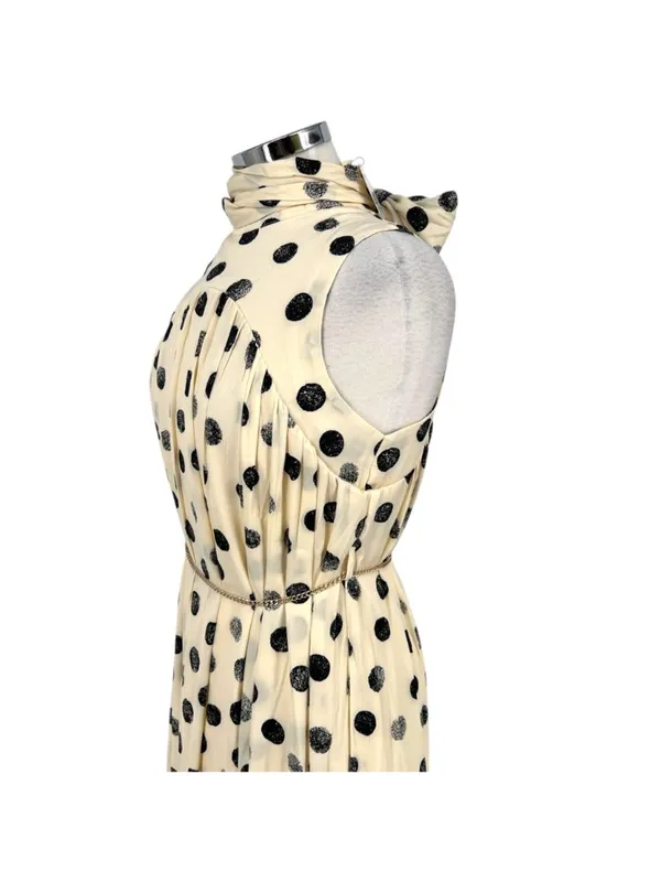 Urban Daizy Maeve Retro Polka Dot Sleeveless Dress Cream Black Size Medium NWT - Image 3