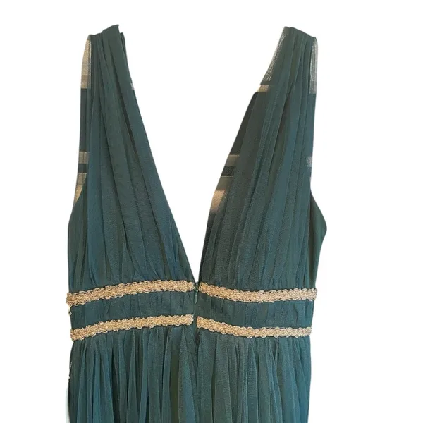 Lulus New Delightful Occasion Emerald Green Beaded Tulle Maxi NYE Dress Gown - Image 12