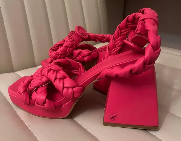 Circus by Sam Edelman Chunky Hot Pink Rope Heels Thick Platform Heel Barbie heels birthday chunky heels Valentine’s Day shabby chic - Image 4